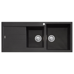 Oliveri Santorini 1 and 3/4 Bowl Topmount Sink With Left Hand Drainer And Overflow Black ST-BL1512-OF hero image