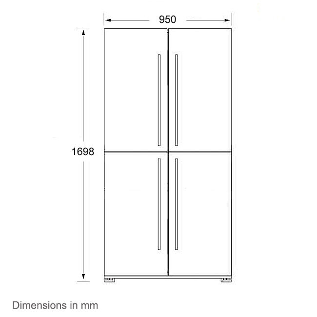 mitsubishi 650l l4 glass french door fridge brilliant black