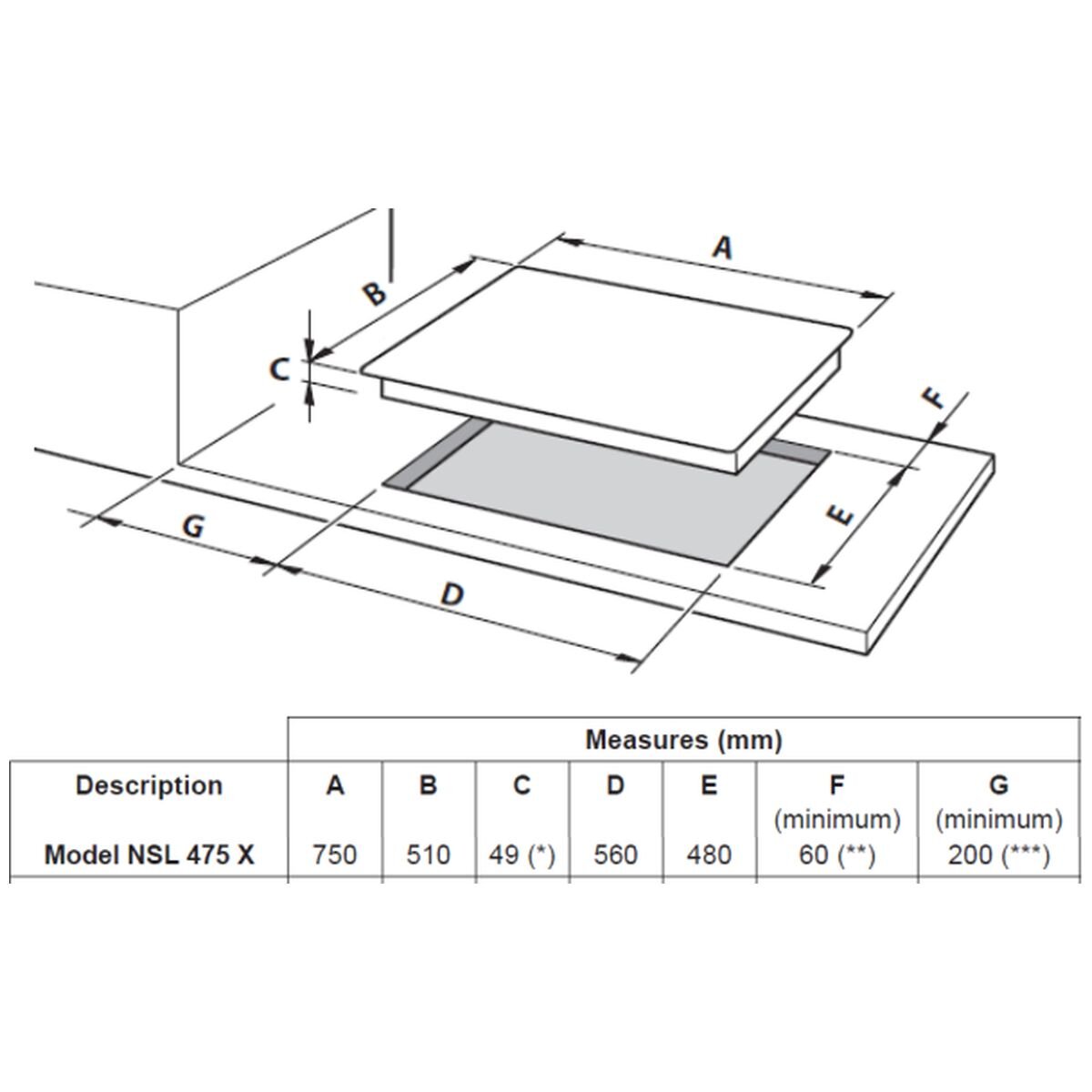 Delonghi 75cm 4 Burner Life Slimline Gas Cooktop NSL475X