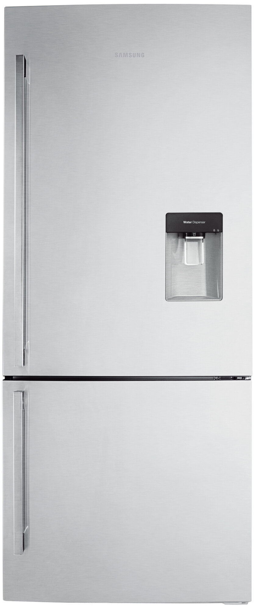 samsung 455l bottom mount fridge with water dispenser matte black