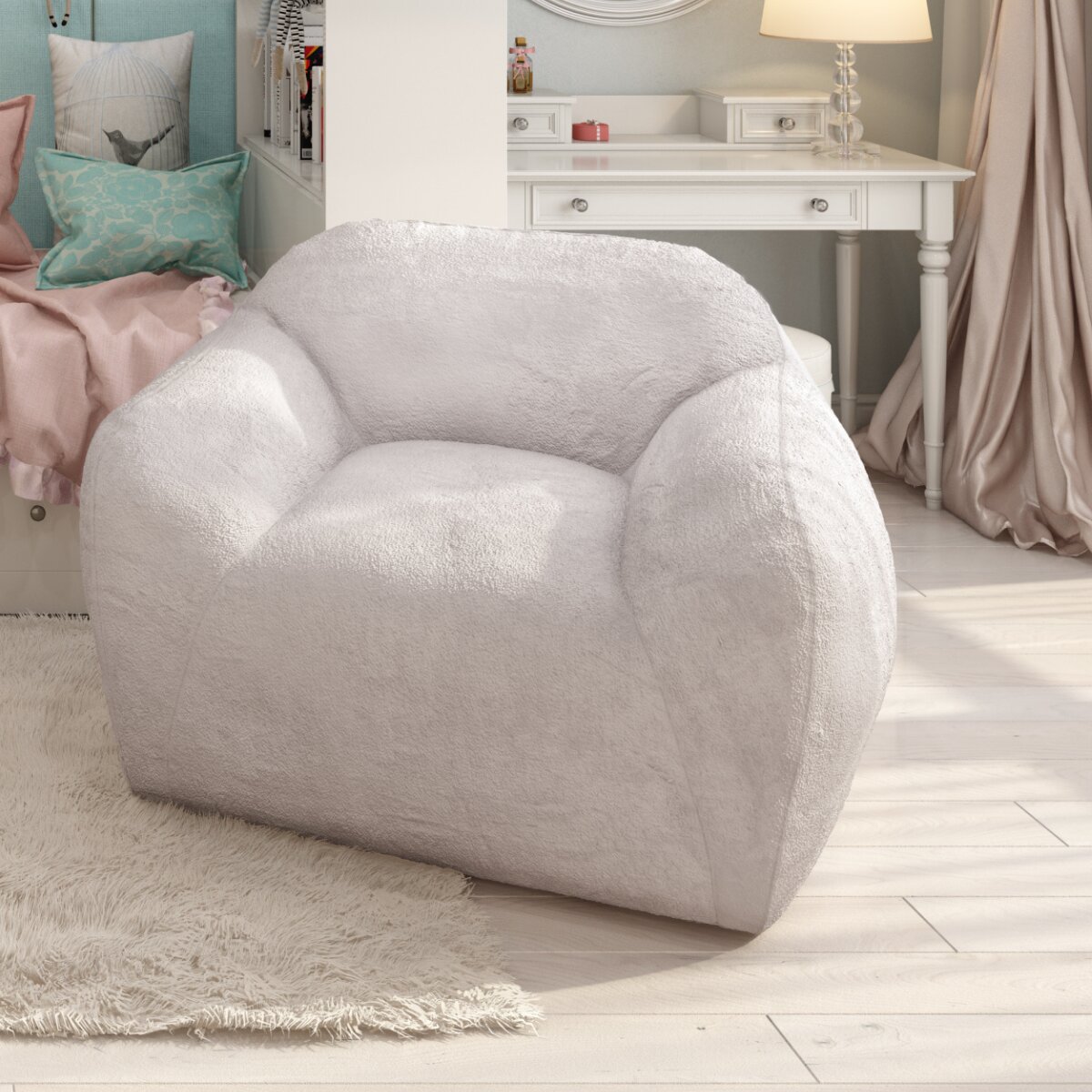 gray faux fur anywhere chair