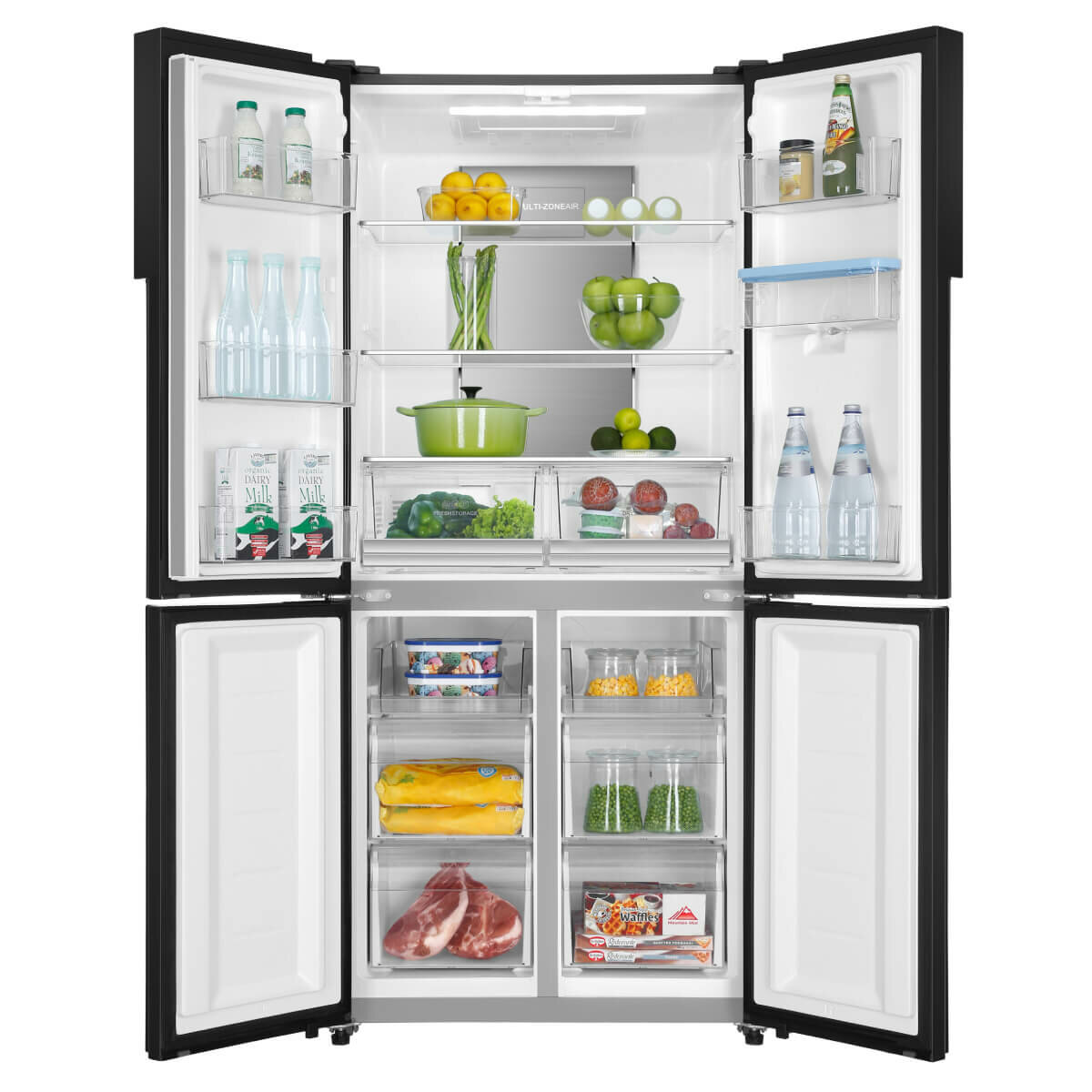 haier 520l quad door french door fridge black