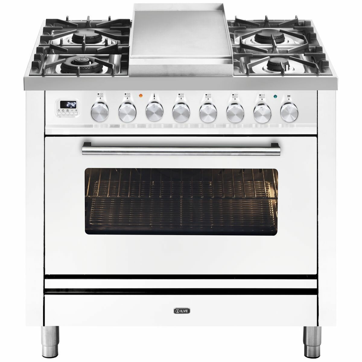 stove with gas and electric burners