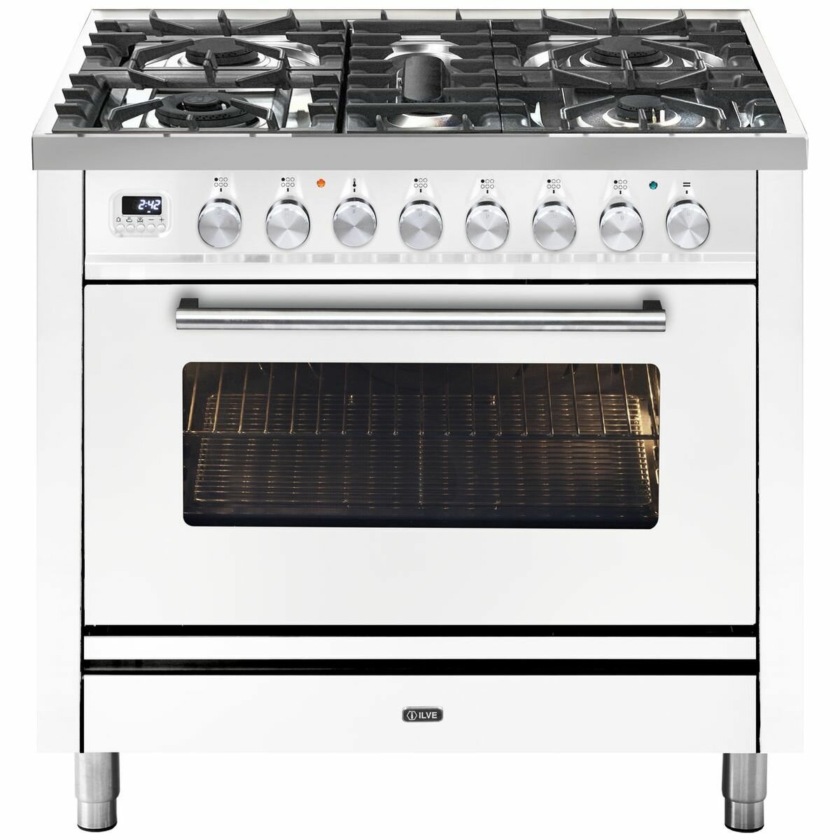 ilve 90cm dual fuel upright cooker