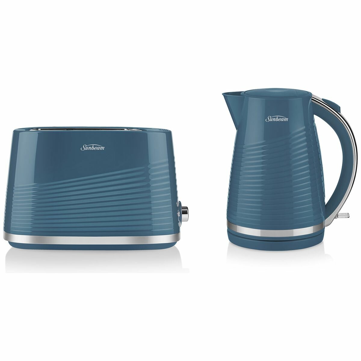 sunbeam blue kettle and toaster