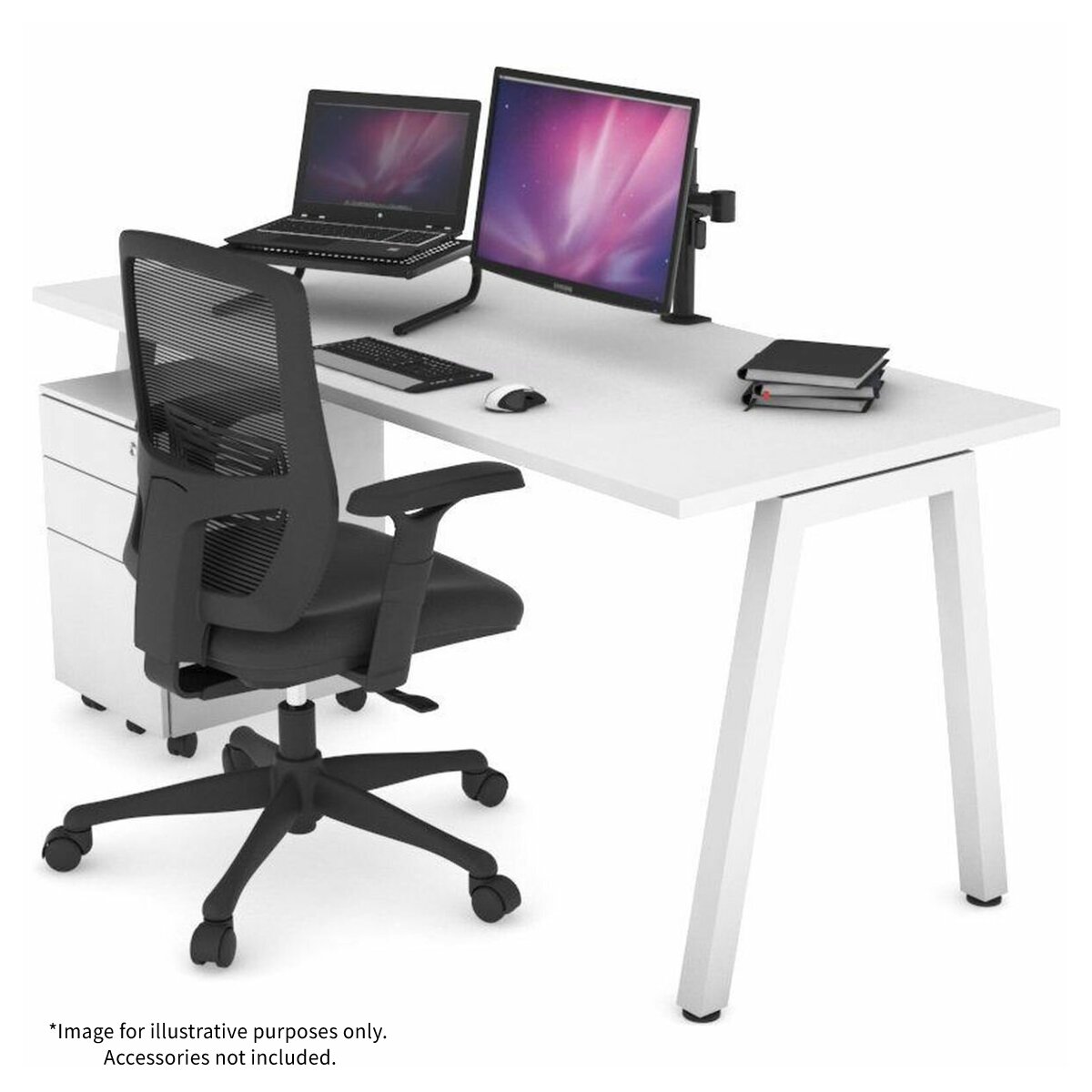 white office workstation