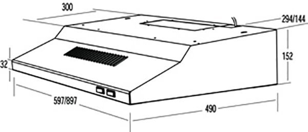 robinhood 600mm compact canopy rangehood