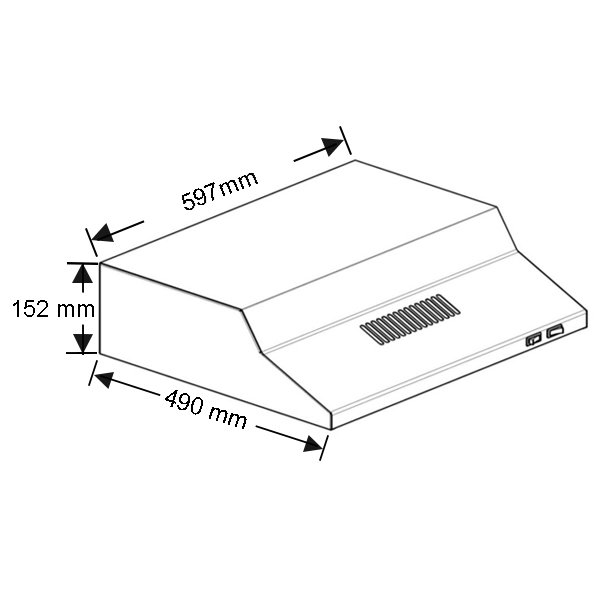 robinhood 600mm compact canopy rangehood