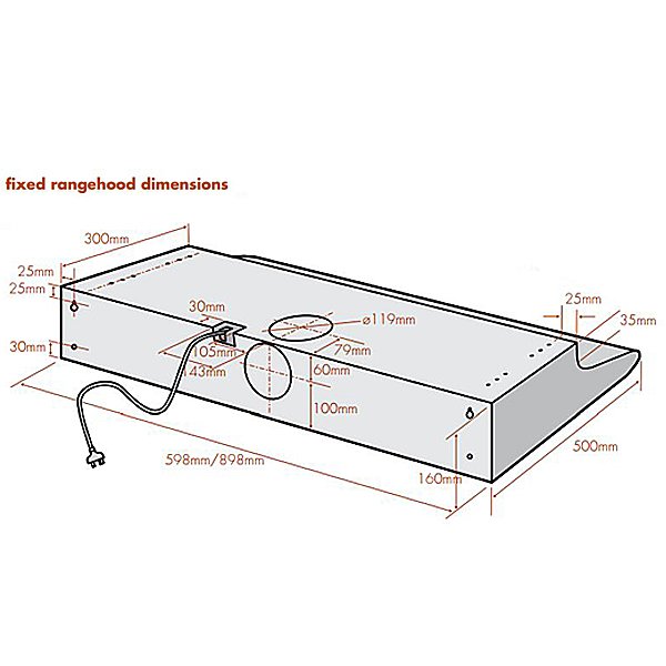 chef 90cm fixed rangehood