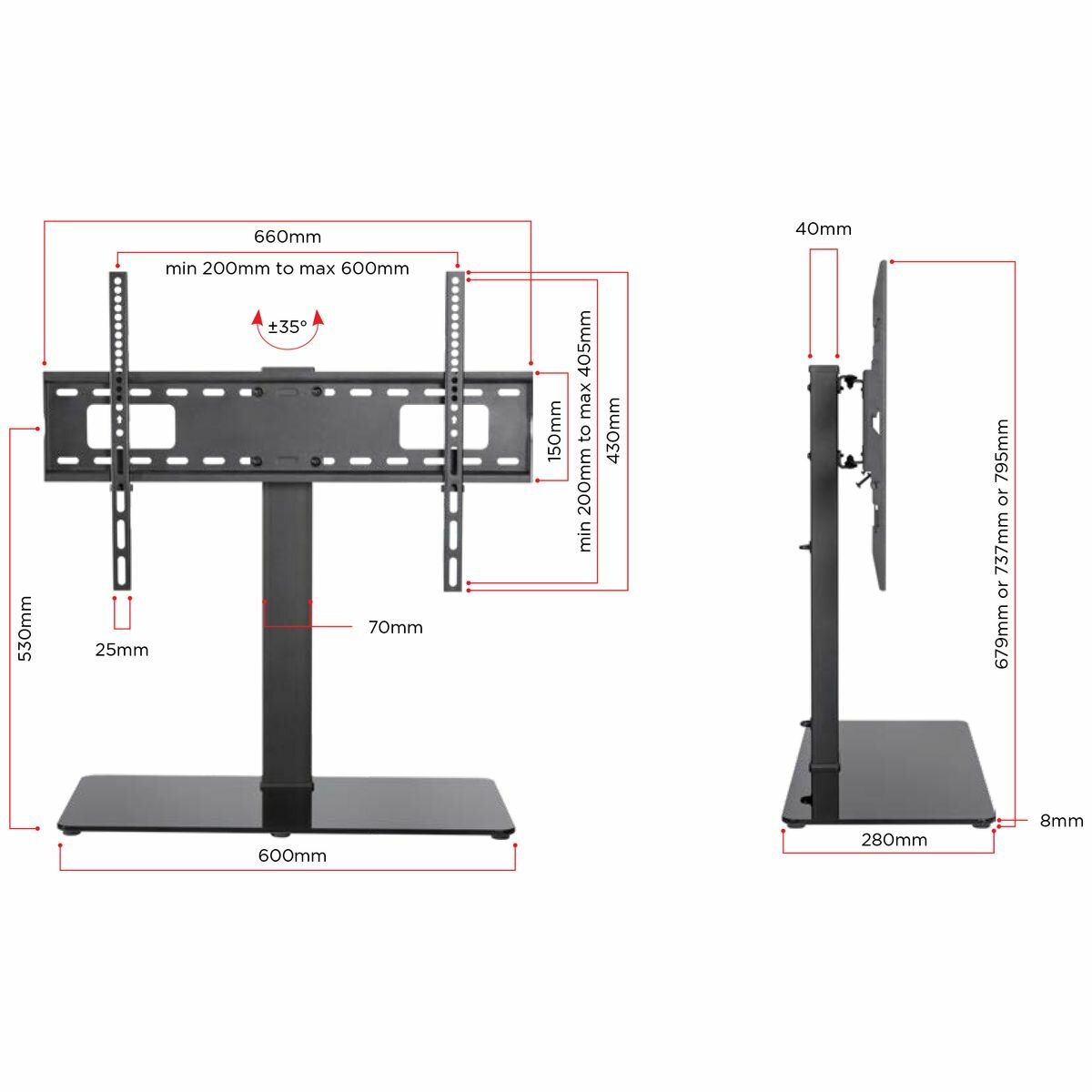 universal tv stand table top