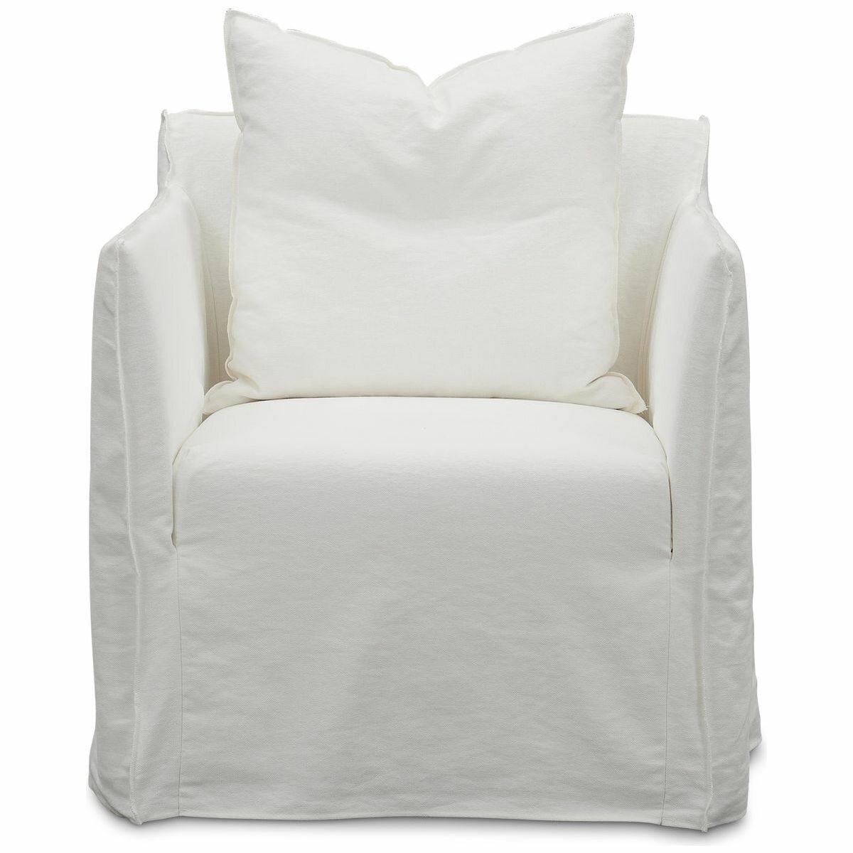 white linen arm chair